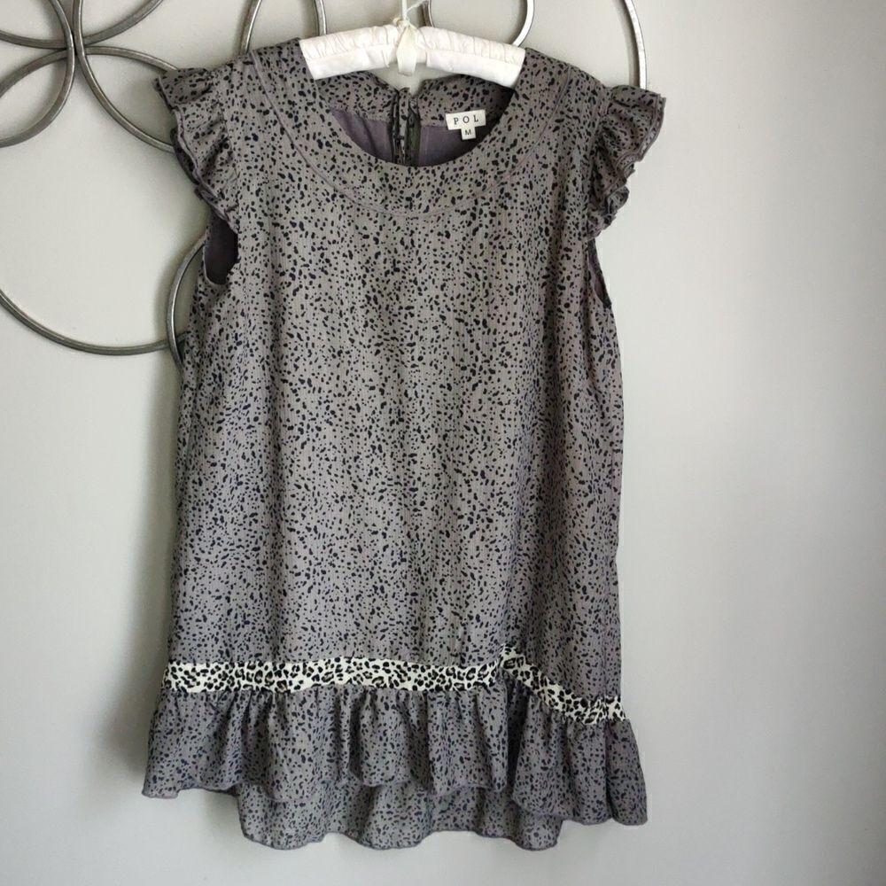 POL flutter sleeve animal print tunic/dress